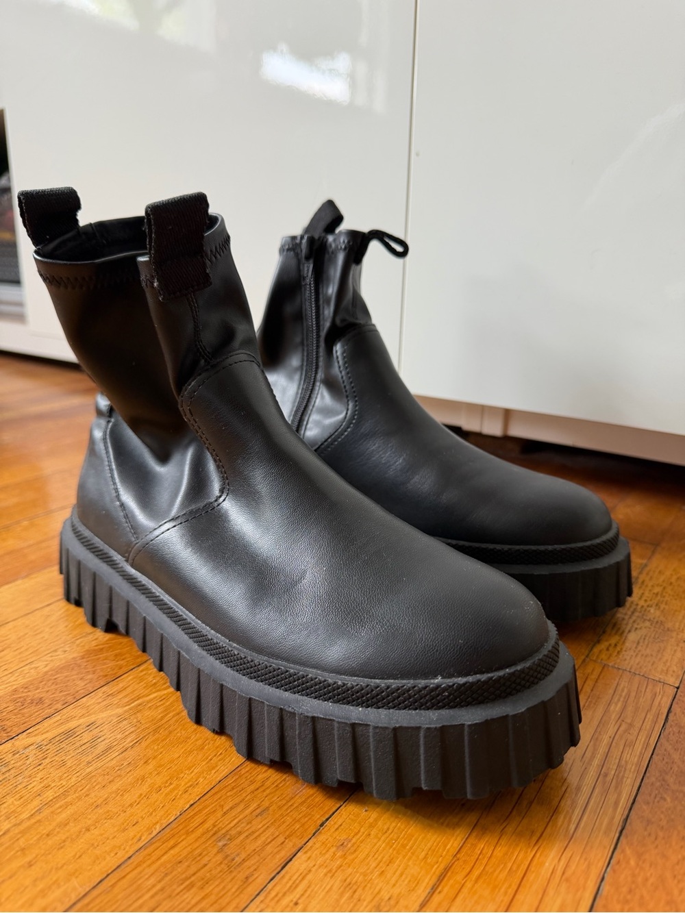 Zara Moto Boot in Black with side Zipper